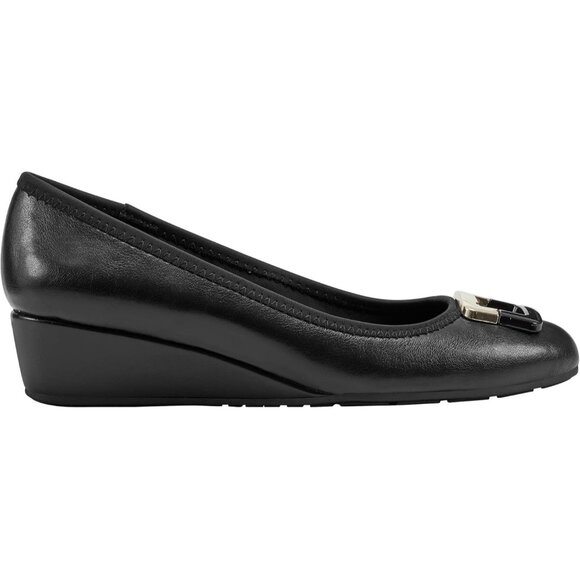 Bandolino Womens Black 002 Closed Rounded Toe Flexible Wedge Flat Tad Pump - Picture 5 of 6